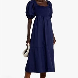 o.p.t. balloon short‎ sleeves Navy Blue Midi Dress M